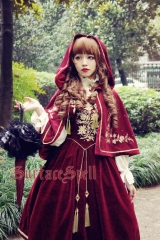 Surface Spell -Bourbon Dynasty- Vintage Embroidery Lolita Cape with Hood - Customizable
