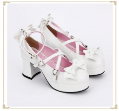 Sweet White Bows High Platform Lolita Heels Shoes