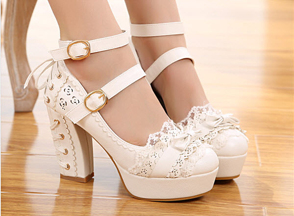 White & 10cm heel + 3cm platform