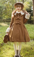 Unideer -The Deer Princess- Lolita Long Coat with Detachable Fur Collar and Fur Cuffs