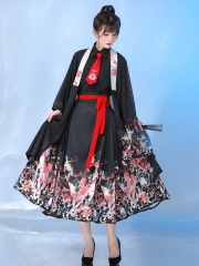 The Classic of Mountains and Rivers Qi Lolita Hanfu Style Lolita Haori, Blouse and Skirt Set