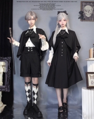 CastleToo -Nocturnal Magician- Gothic Lolita Ouji Lolita Cape, Necktie and Socks